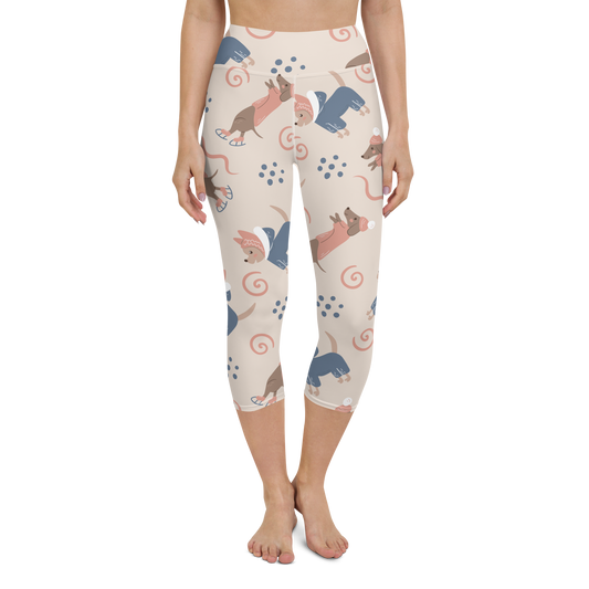 Cozy Dogs | Seamless Patterns | All-Over Print Yoga Capri Leggings - #12