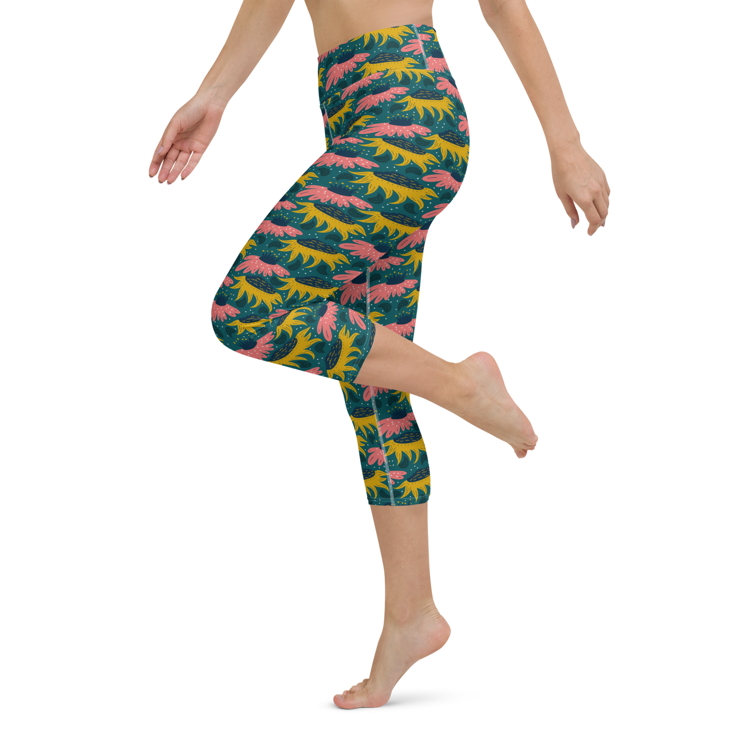Scandinavian Spring Floral | Seamless Patterns | All-Over Print Yoga Capri Leggings - #8