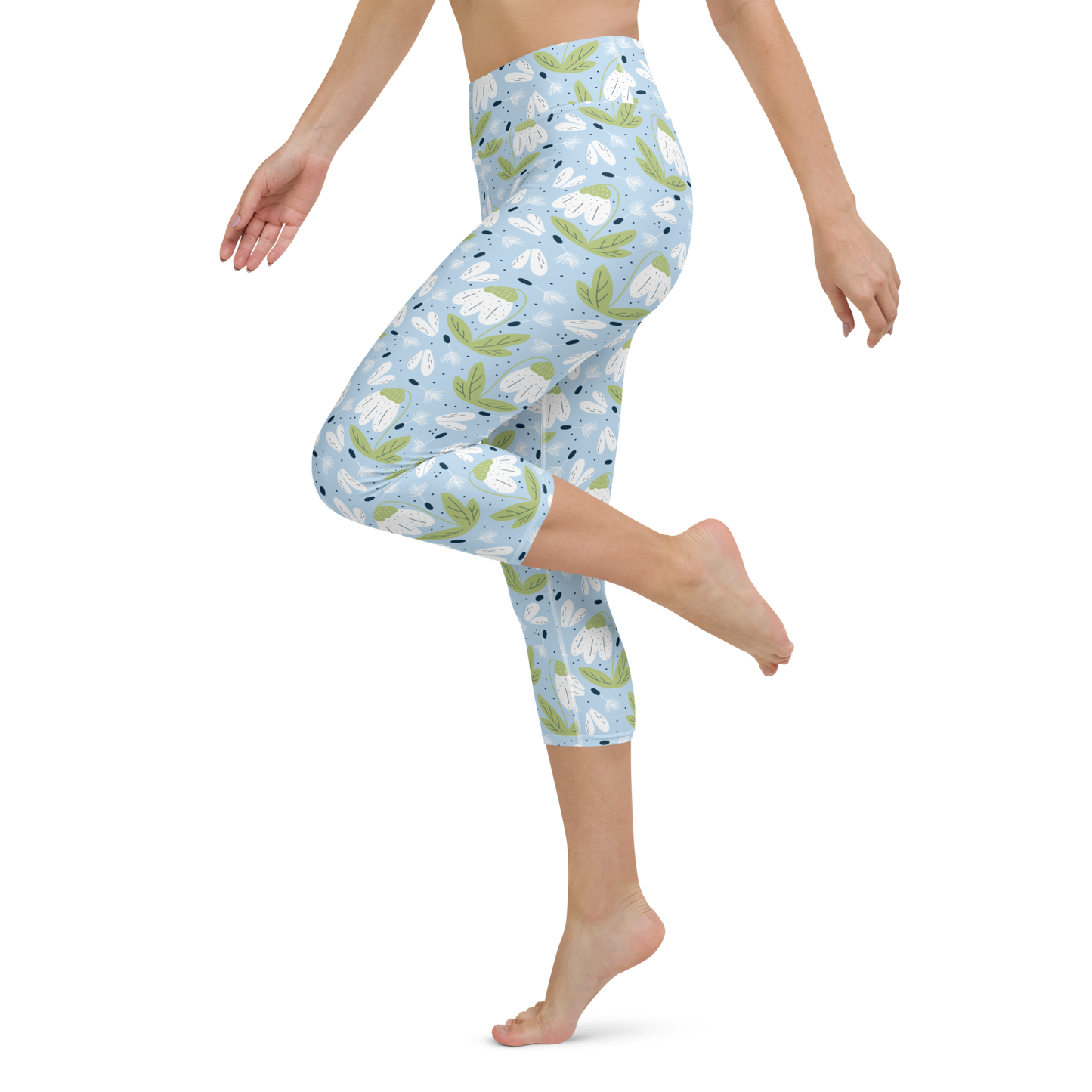 Scandinavian Spring Floral | Seamless Patterns | All-Over Print Yoga Capri Leggings - #3