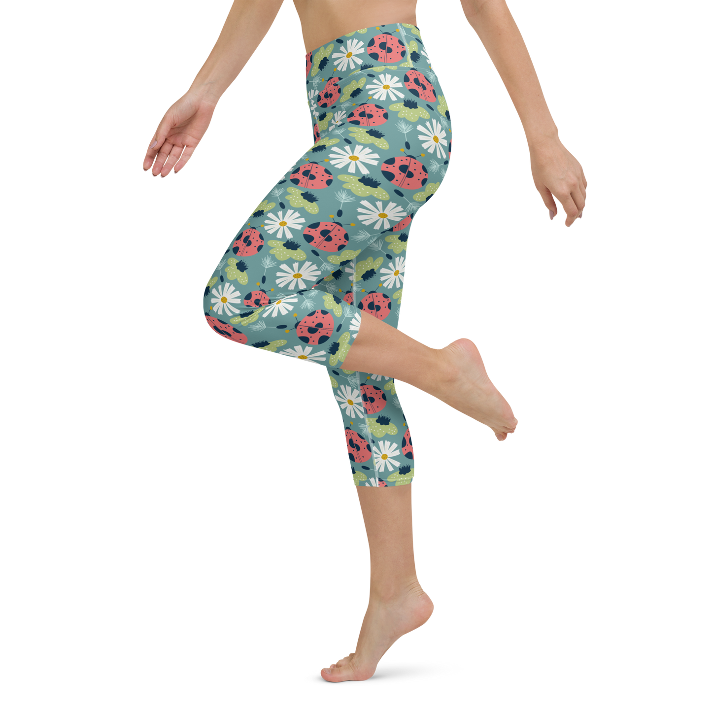 Scandinavian Spring Floral | Seamless Patterns | All-Over Print Yoga Capri Leggings - #2