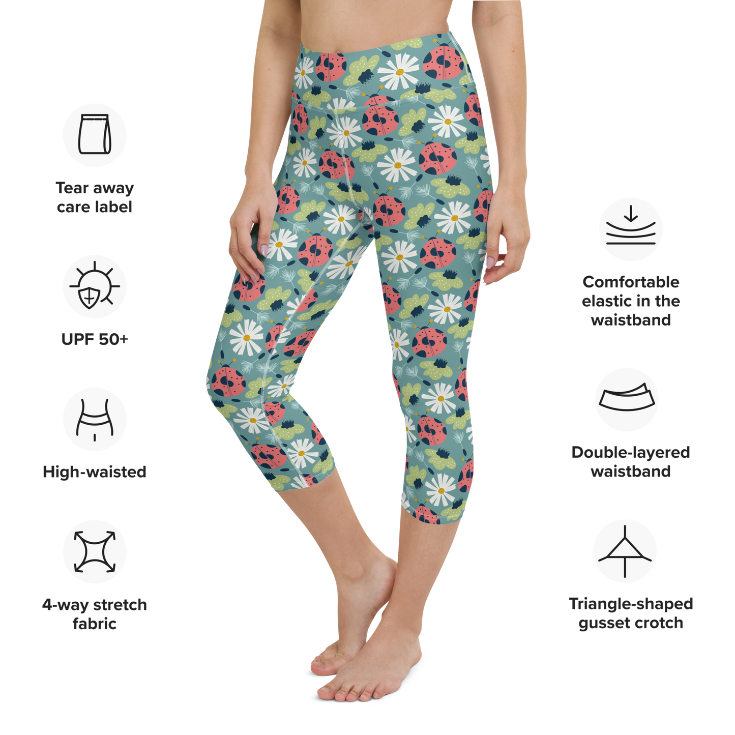Scandinavian Spring Floral | Seamless Patterns | All-Over Print Yoga Capri Leggings - #2