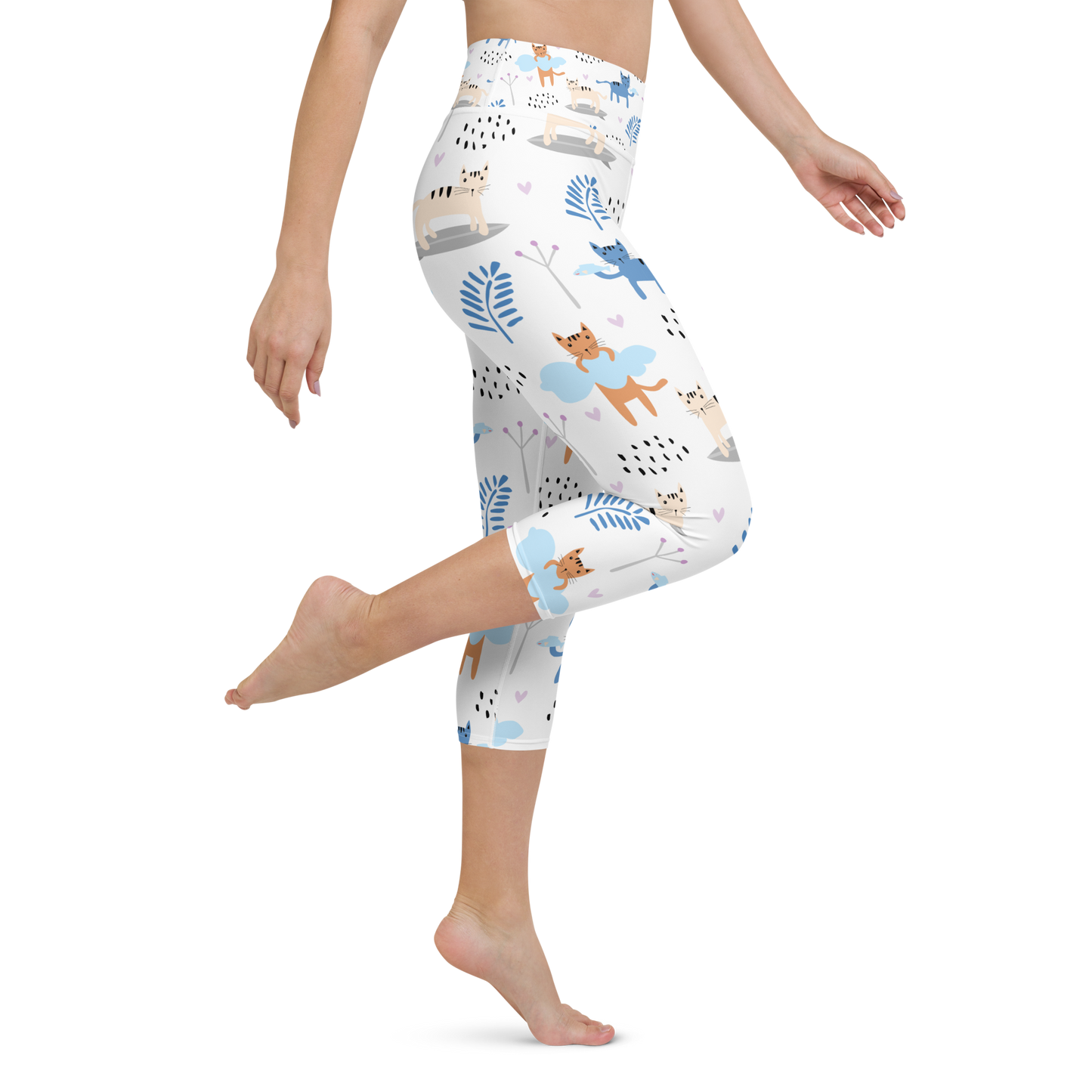 Cat Seamless Pattern Batch 01 | Seamless Patterns | All-Over Print Yoga Capri Leggings - #2