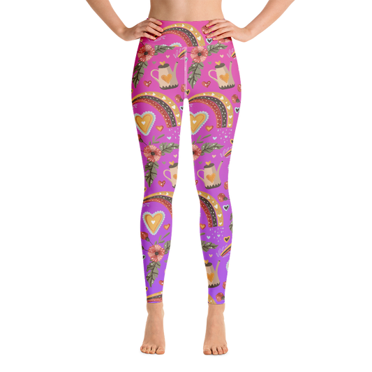 Pink & Purple | Boho Birds Pattern | Bohemian Style | All-Over Print Yoga Leggings - #4