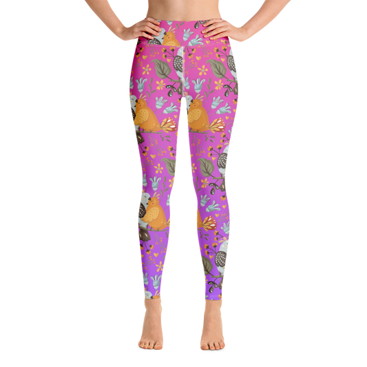 Pink & Purple | Boho Birds Pattern | Bohemian Style | All-Over Print Yoga Leggings - #5