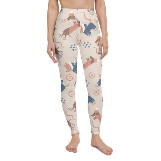 Cozy Dogs | Seamless Patterns | All-Over Print Yoga Leggings - #12