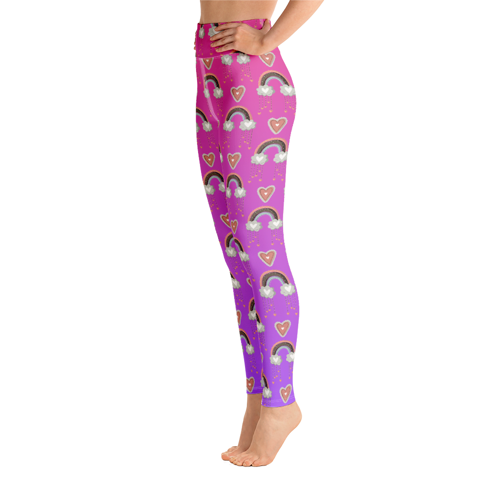 Pink & Purple | Boho Birds Pattern | Bohemian Style | All-Over Print Yoga Leggings - #6