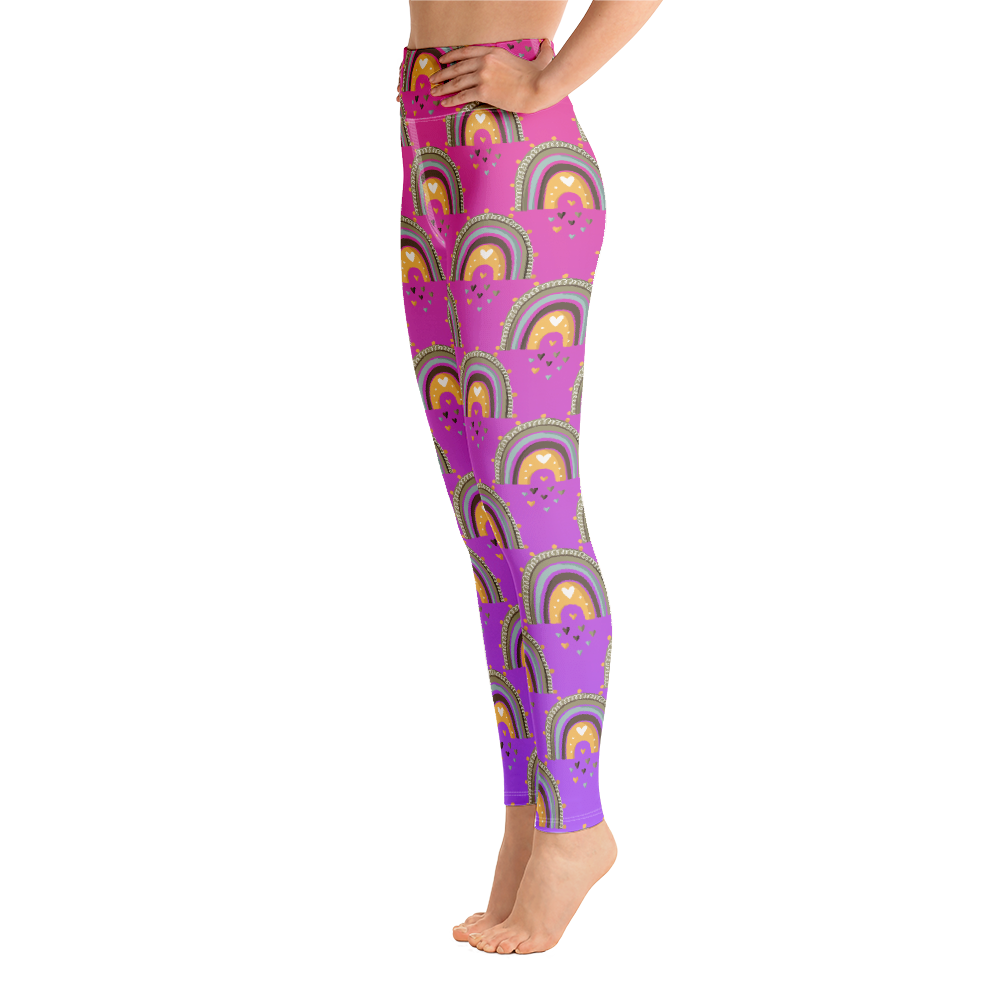 Pink & Purple | Boho Birds Pattern | Bohemian Style | All-Over Print Yoga Leggings - #10