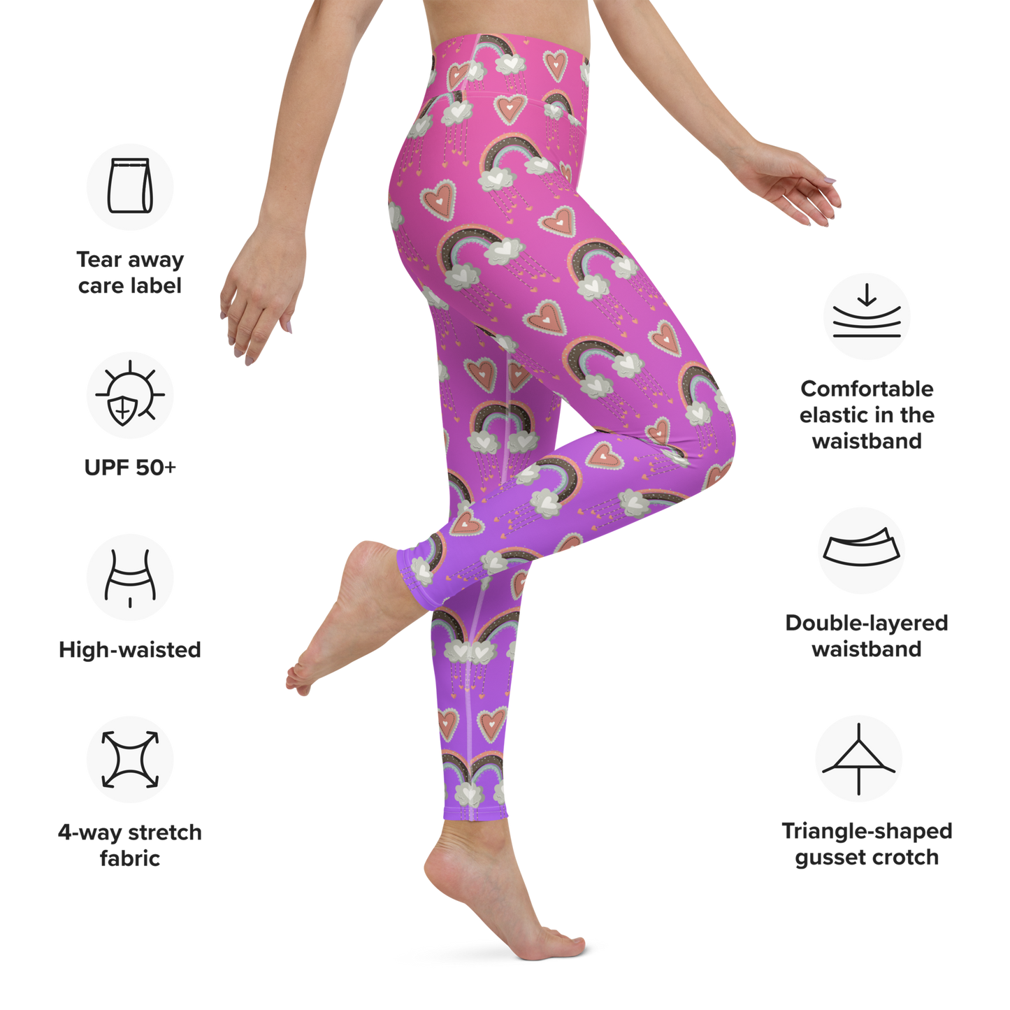 Pink & Purple | Boho Birds Pattern | Bohemian Style | All-Over Print Yoga Leggings - #6