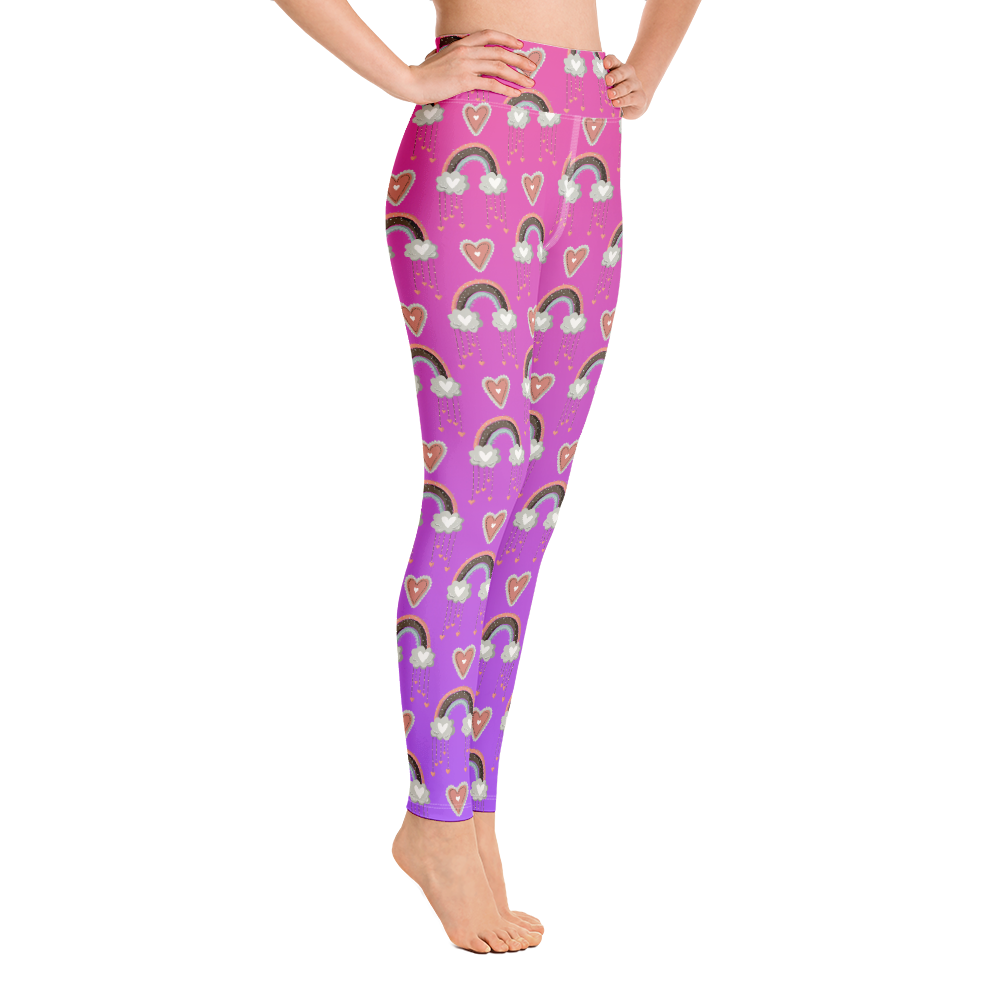 Pink & Purple | Boho Birds Pattern | Bohemian Style | All-Over Print Yoga Leggings - #6