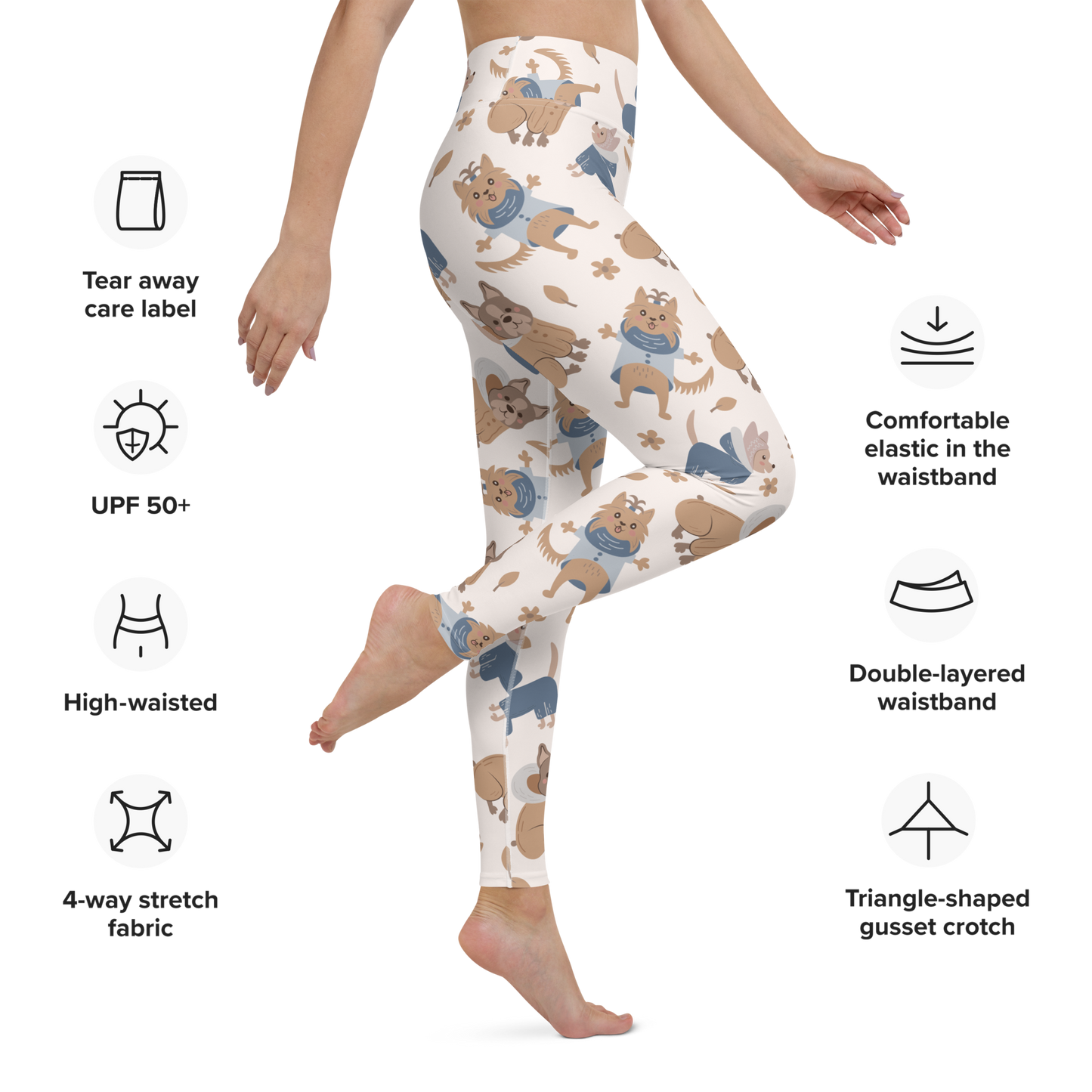 Cozy Dogs | Seamless Patterns | All-Over Print Yoga Leggings - #8