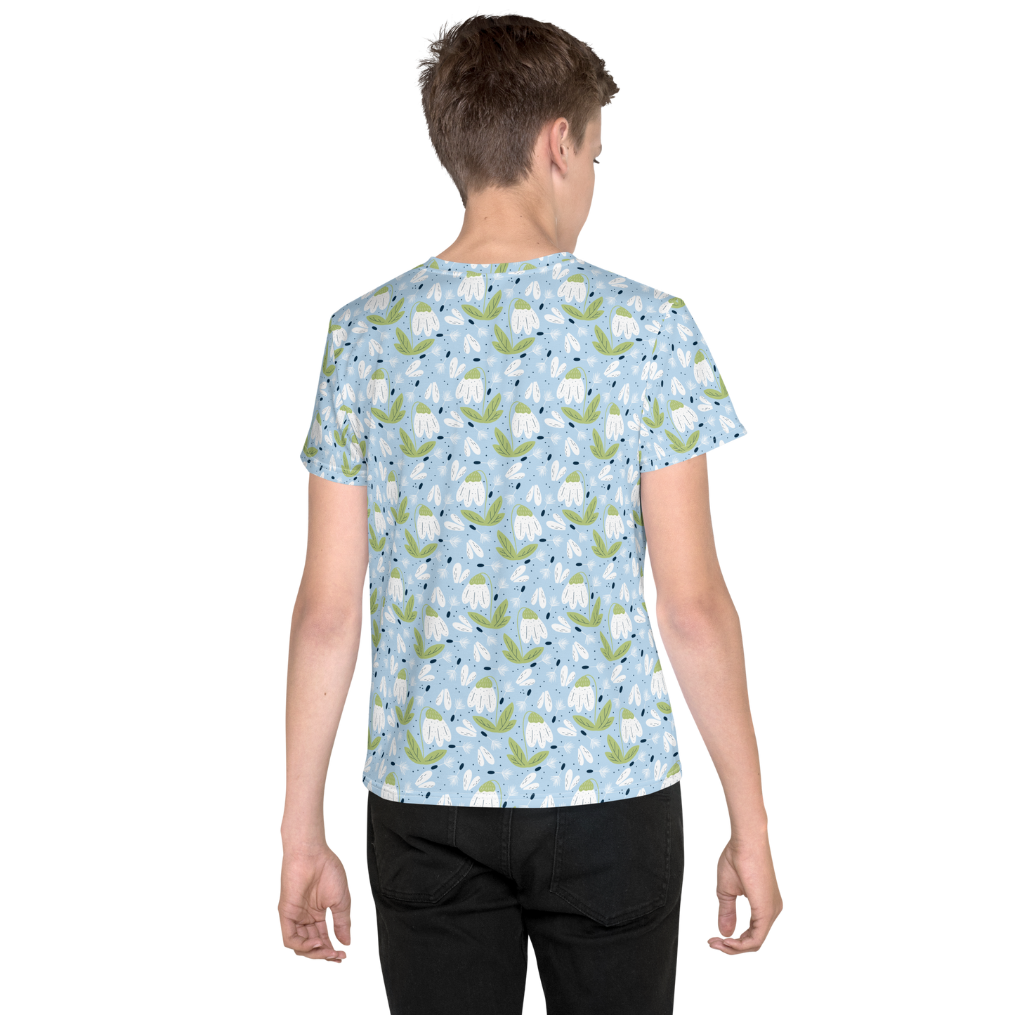 Scandinavian Spring Floral | Seamless Patterns | All-Over Print Youth Crew Neck T-shirt - #3