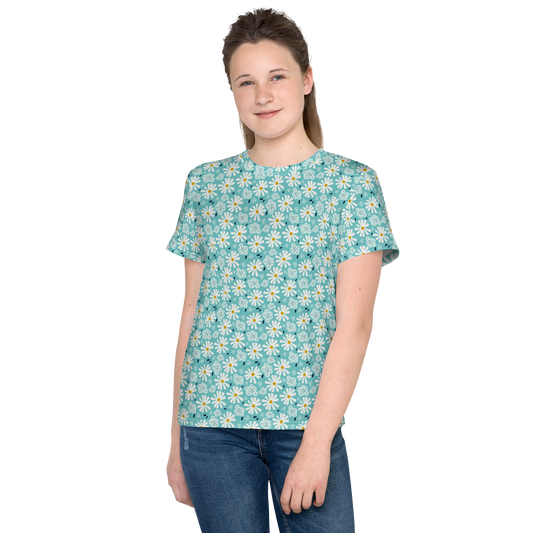 Scandinavian Spring Floral | Seamless Patterns | All-Over Print Youth Crew Neck T-shirt - #10