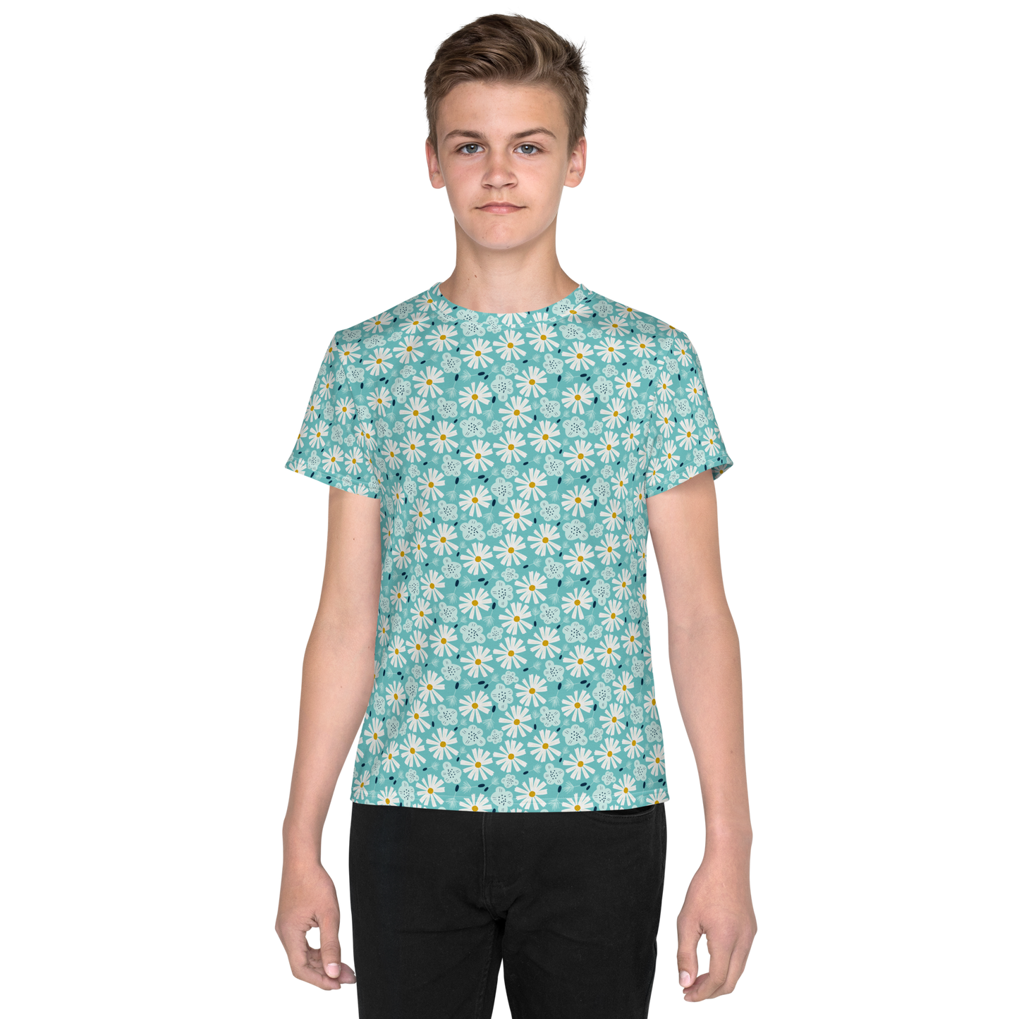 Scandinavian Spring Floral | Seamless Patterns | All-Over Print Youth Crew Neck T-shirt - #10