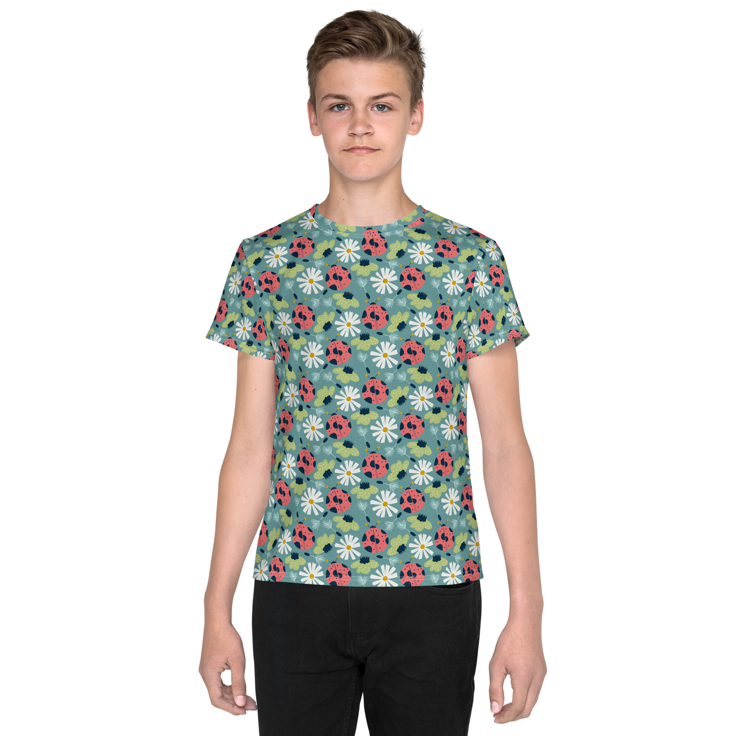 Scandinavian Spring Floral | Seamless Patterns | All-Over Print Youth Crew Neck T-shirt - #2