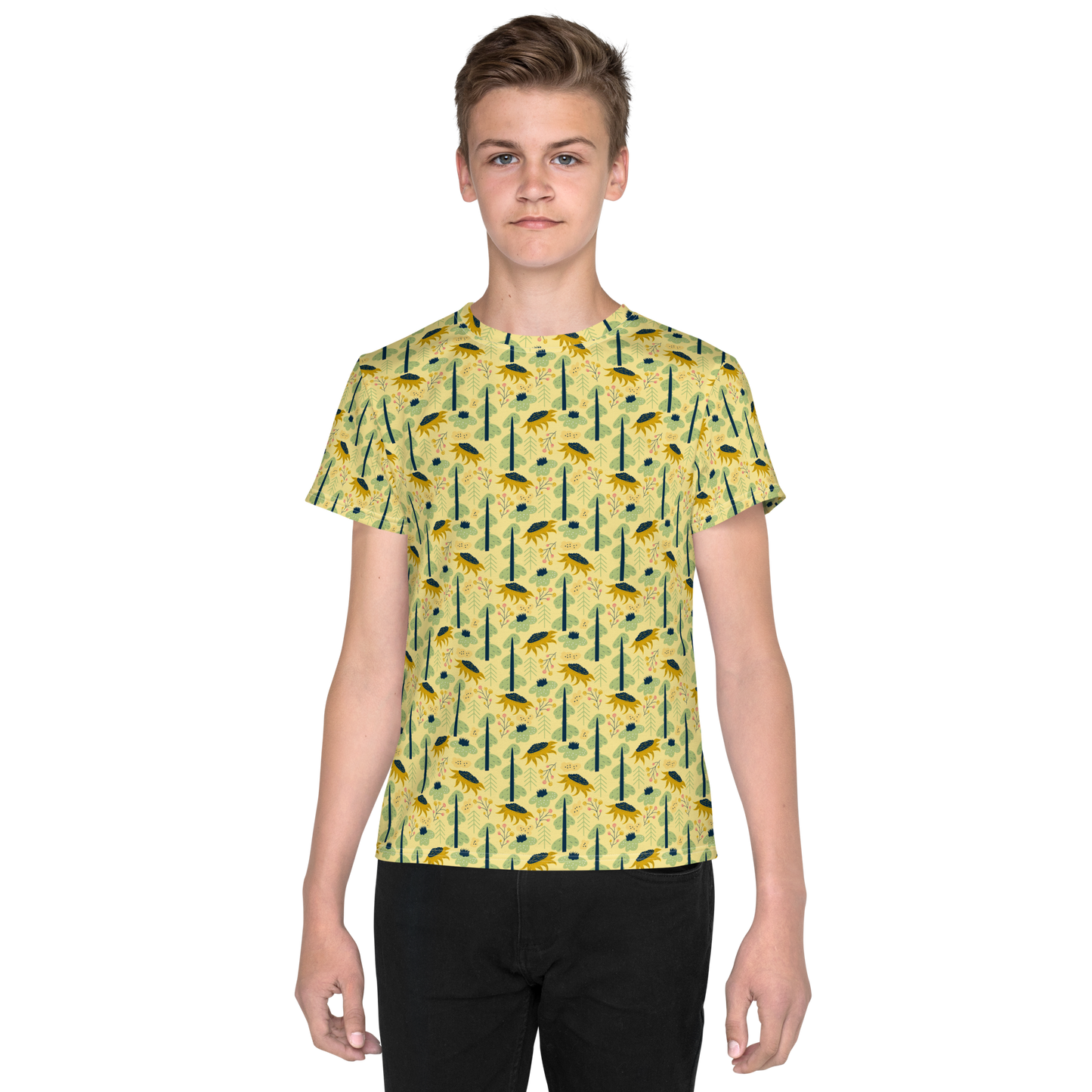 Scandinavian Spring Floral | Seamless Patterns | All-Over Print Youth Crew Neck T-shirt - #1