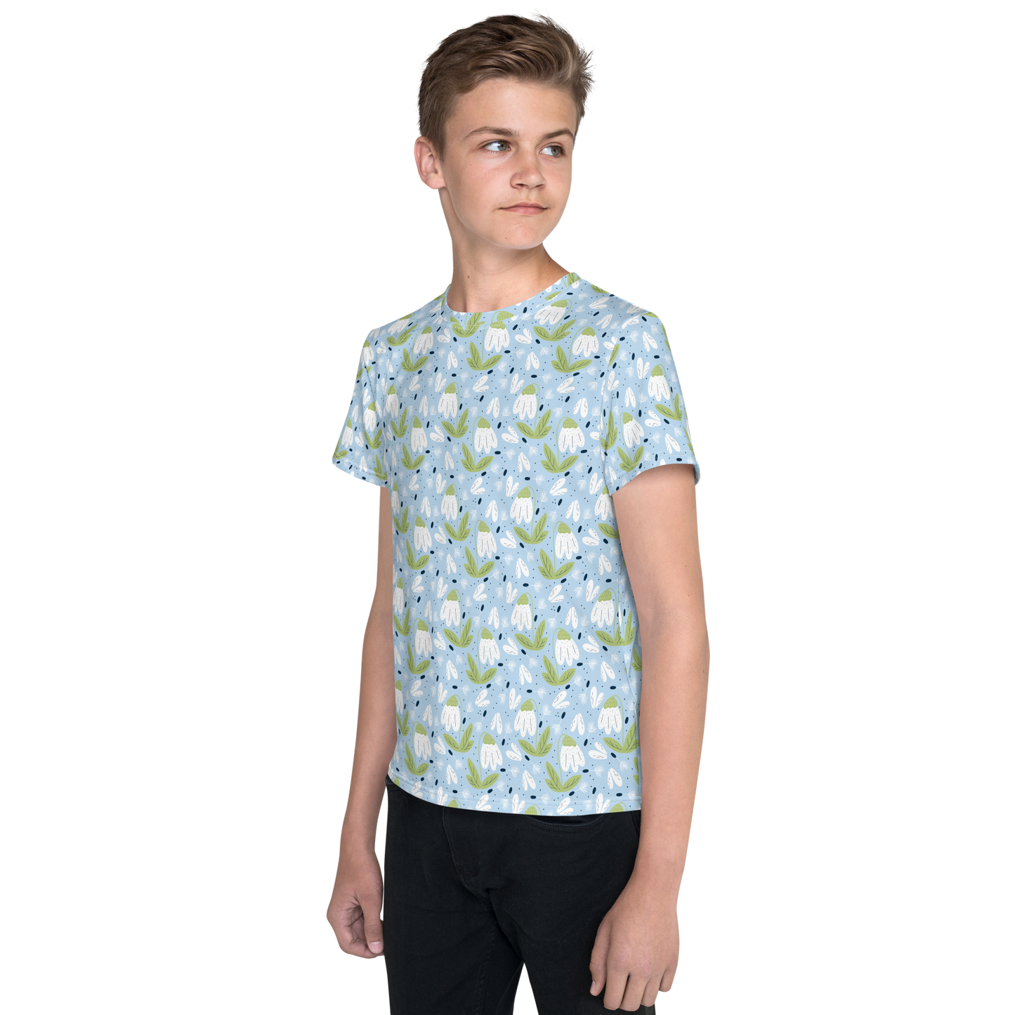 Scandinavian Spring Floral | Seamless Patterns | All-Over Print Youth Crew Neck T-shirt - #3