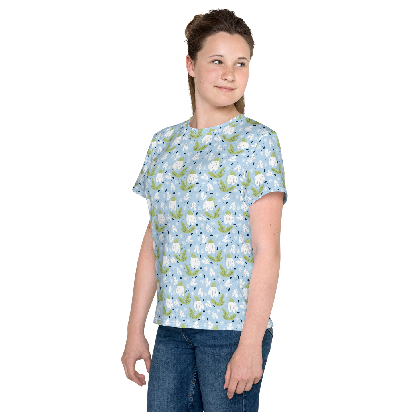 Scandinavian Spring Floral | Seamless Patterns | All-Over Print Youth Crew Neck T-shirt - #3