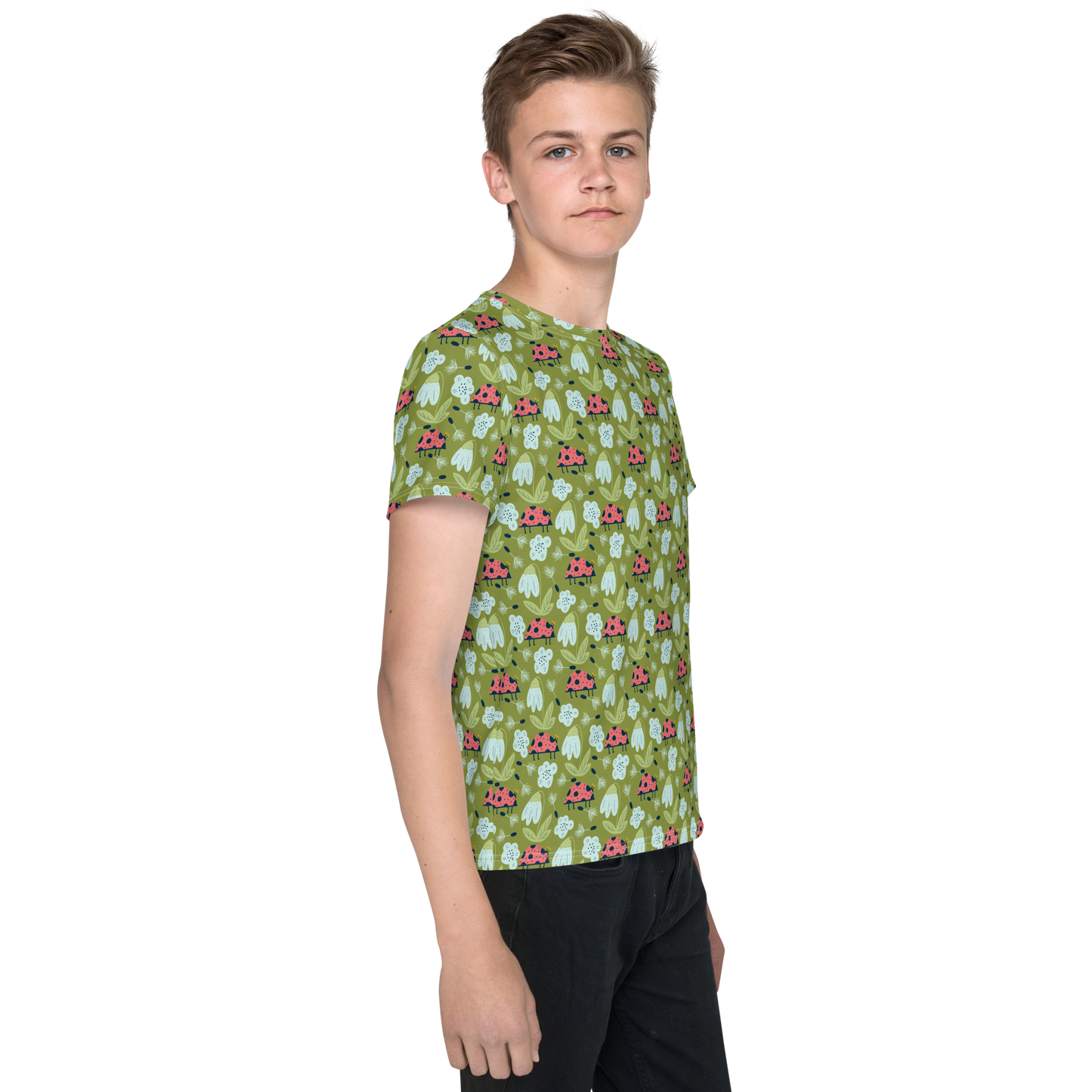 Scandinavian Spring Floral | Seamless Patterns | All-Over Print Youth Crew Neck T-shirt - #5