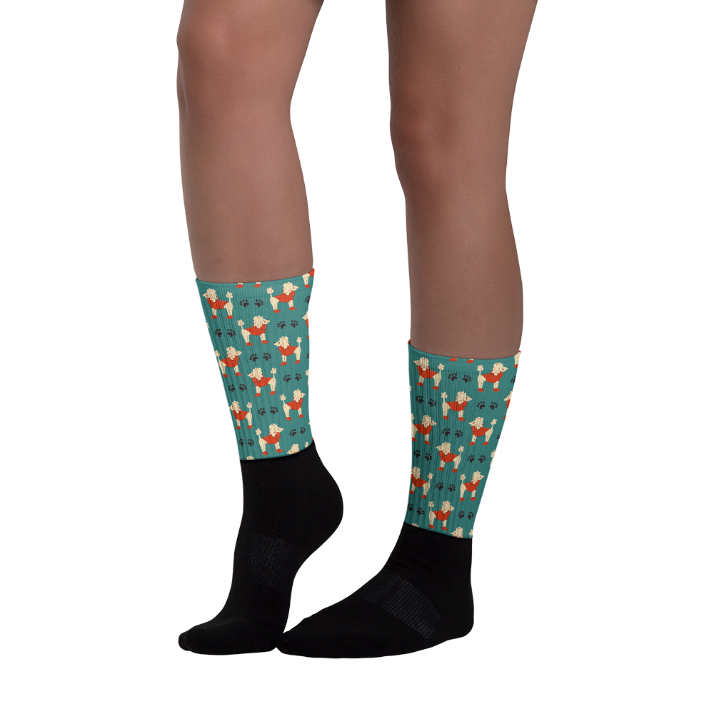 Cozy Dogs | Seamless Patterns | Black Foot Sublimated Socks - #1