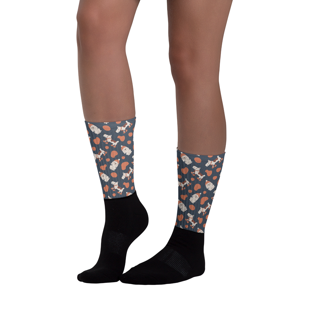Cozy Dogs | Seamless Patterns | Black Foot Sublimated Socks - #5