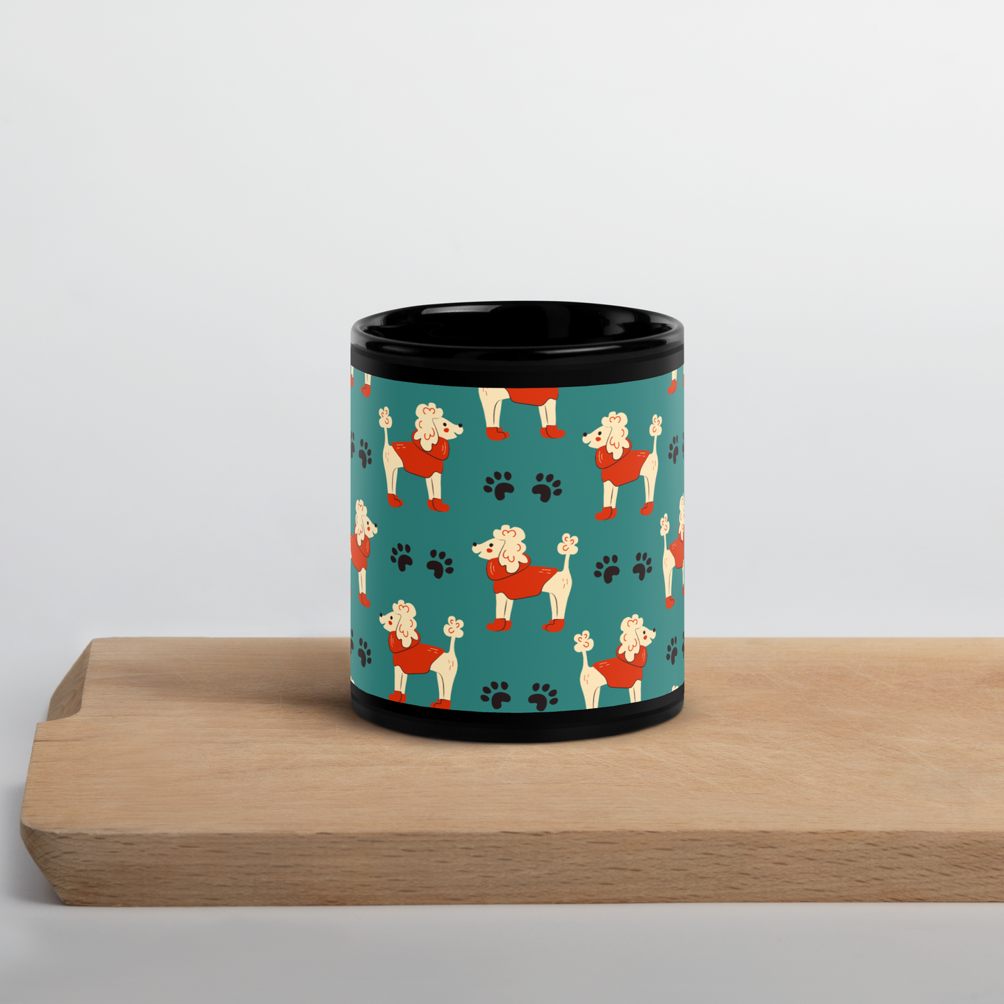 Cozy Dogs | Seamless Patterns | Black Glossy Mug - #1