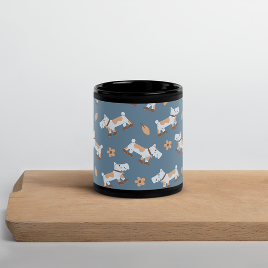 Cozy Dogs | Seamless Patterns | Black Glossy Mug - #2