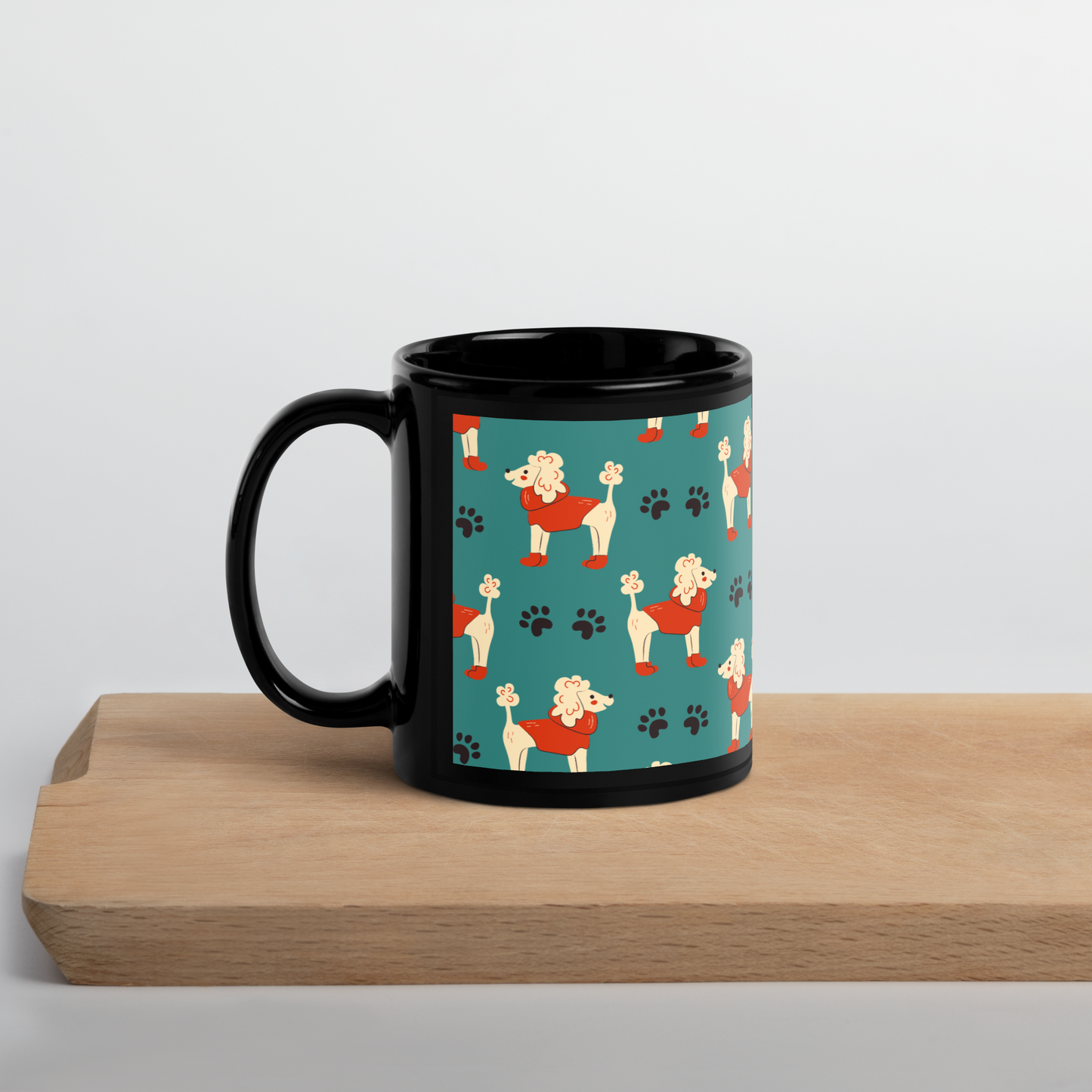 Cozy Dogs | Seamless Patterns | Black Glossy Mug - #1