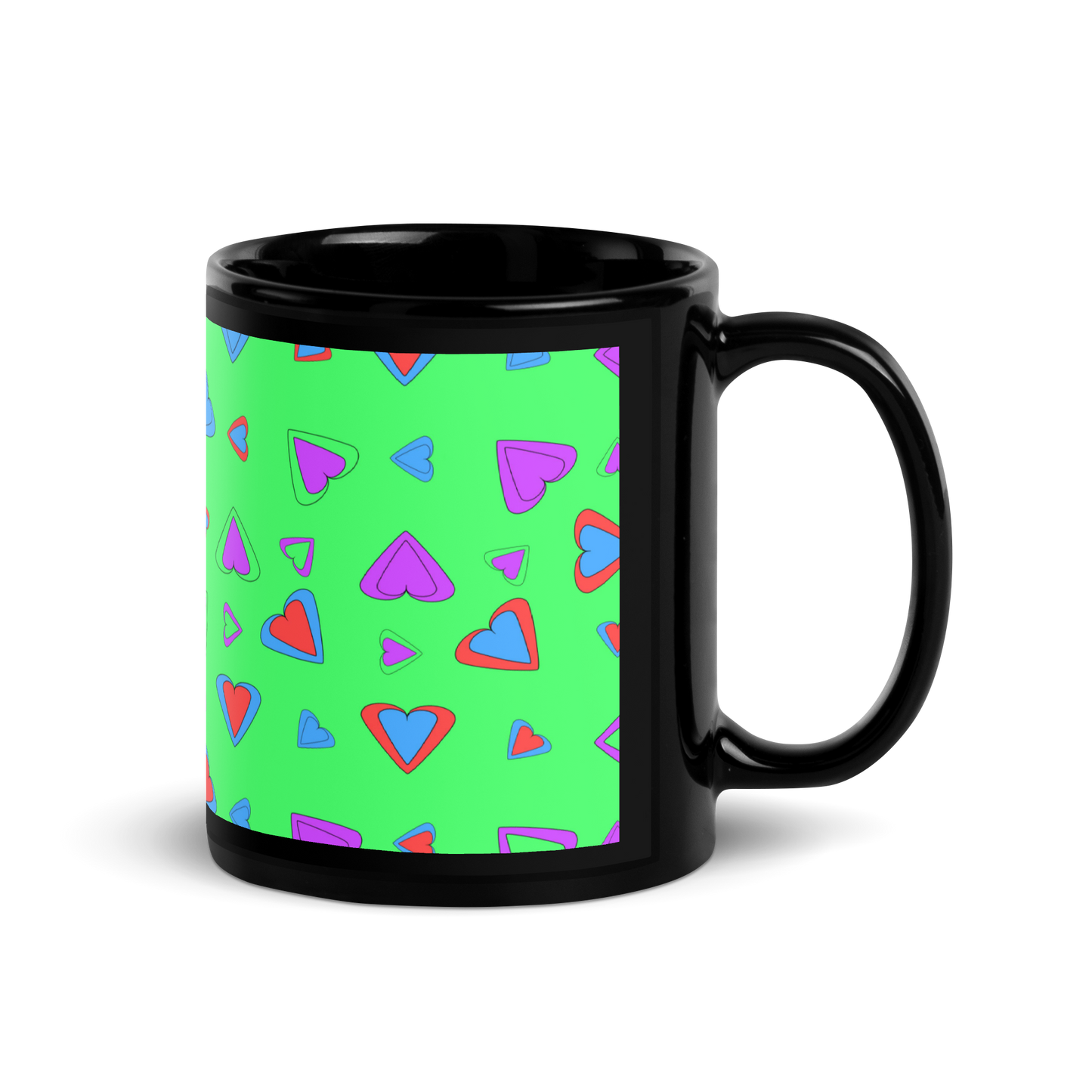 Rainbow Of Hearts | Batch 01 | Seamless Patterns | Black Glossy Mug - #7