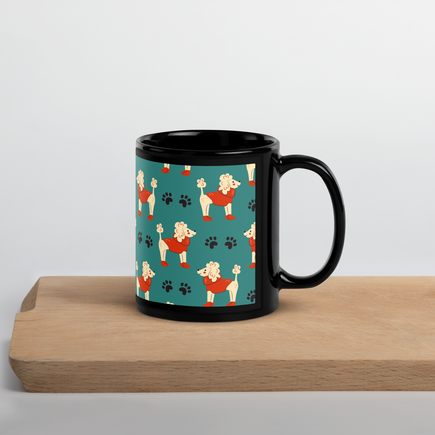 Cozy Dogs | Seamless Patterns | Black Glossy Mug - #1