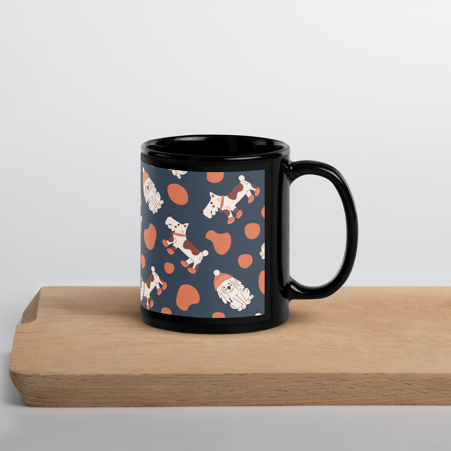 Cozy Dogs | Seamless Patterns | Black Glossy Mug - #5