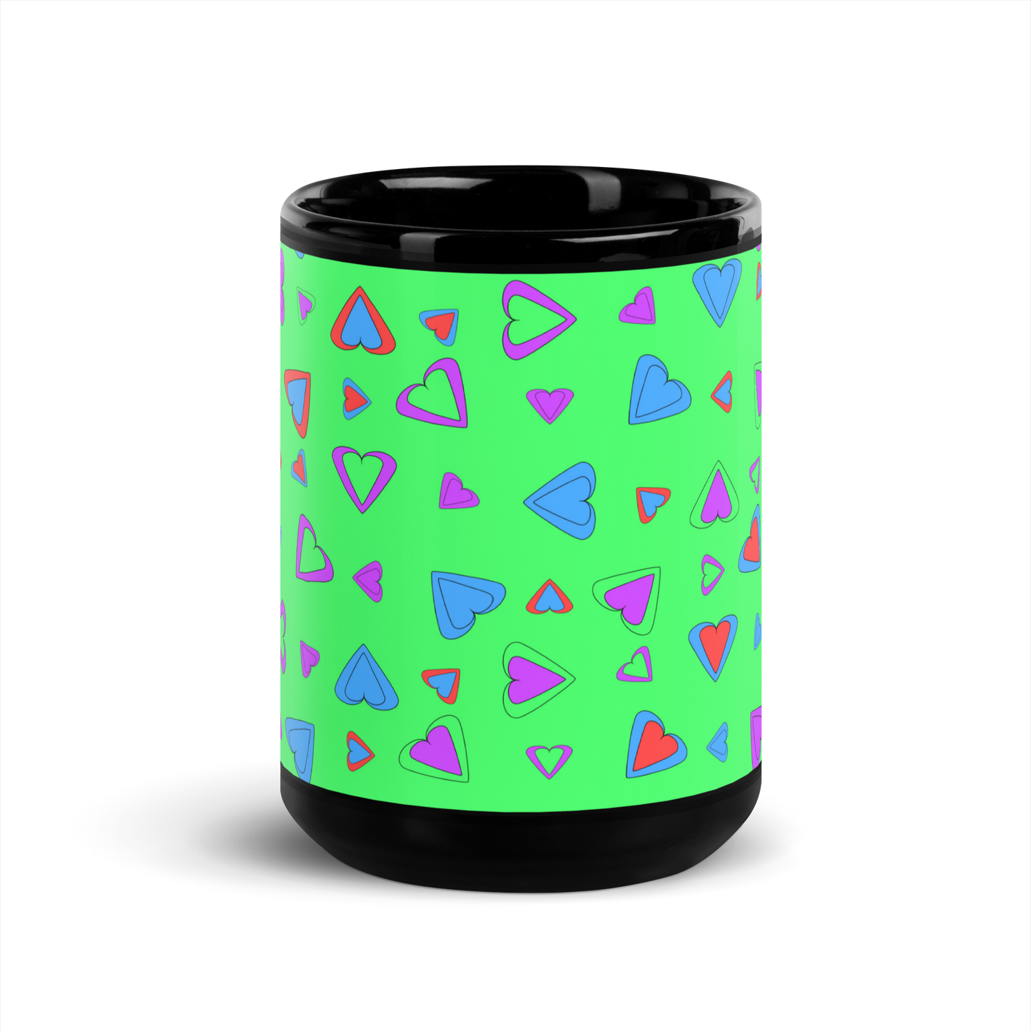 Rainbow Of Hearts | Batch 01 | Seamless Patterns | Black Glossy Mug - #7