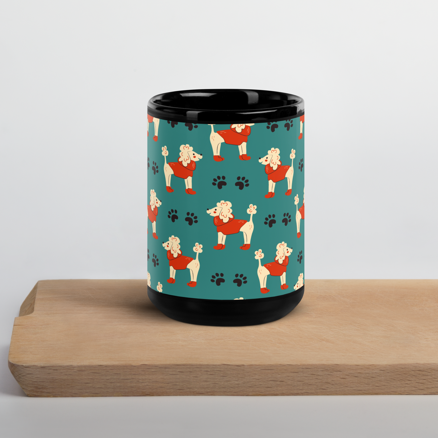 Cozy Dogs | Seamless Patterns | Black Glossy Mug - #1