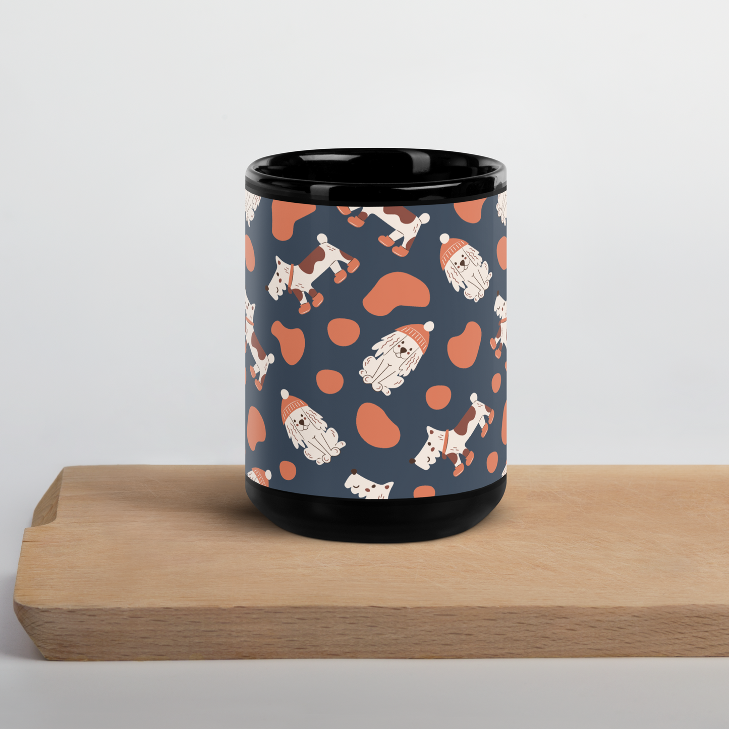 Cozy Dogs | Seamless Patterns | Black Glossy Mug - #5