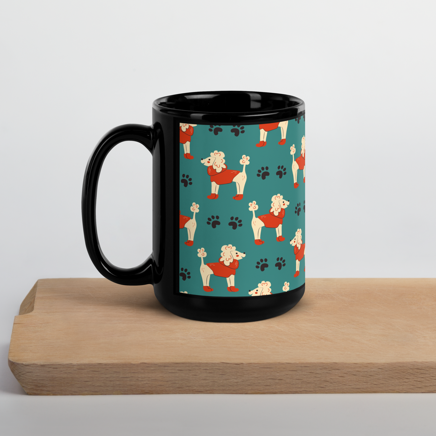 Cozy Dogs | Seamless Patterns | Black Glossy Mug - #1