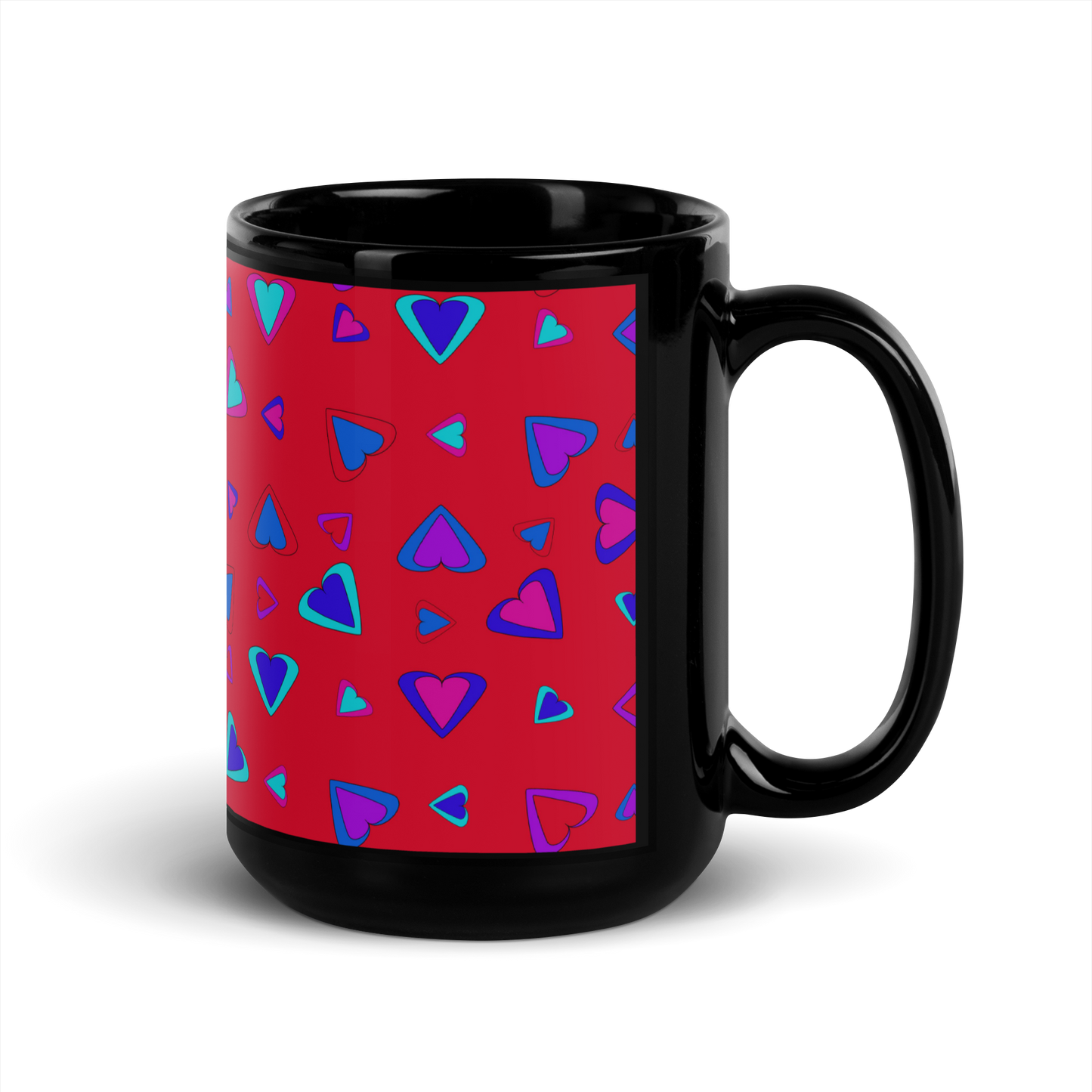 Rainbow Of Hearts | Batch 01 | Seamless Patterns | Black Glossy Mug - #1