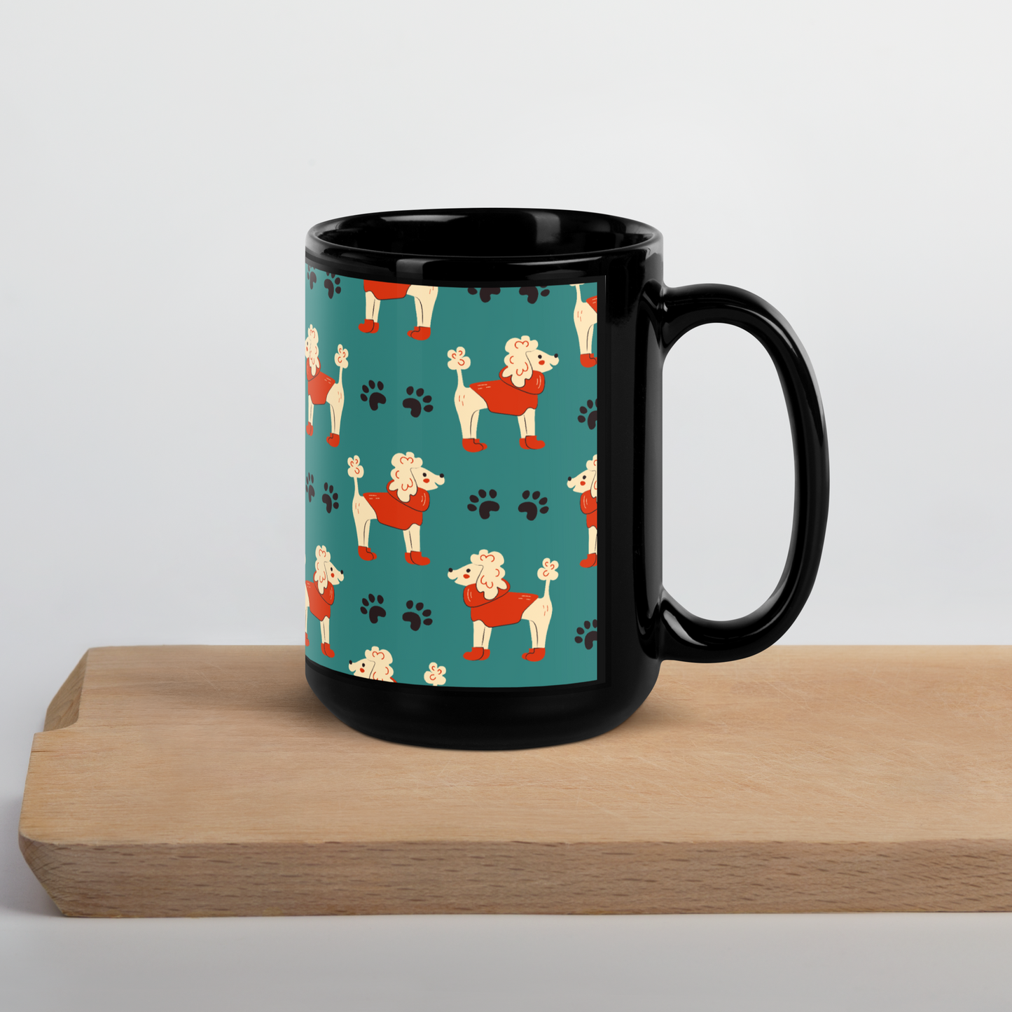 Cozy Dogs | Seamless Patterns | Black Glossy Mug - #1