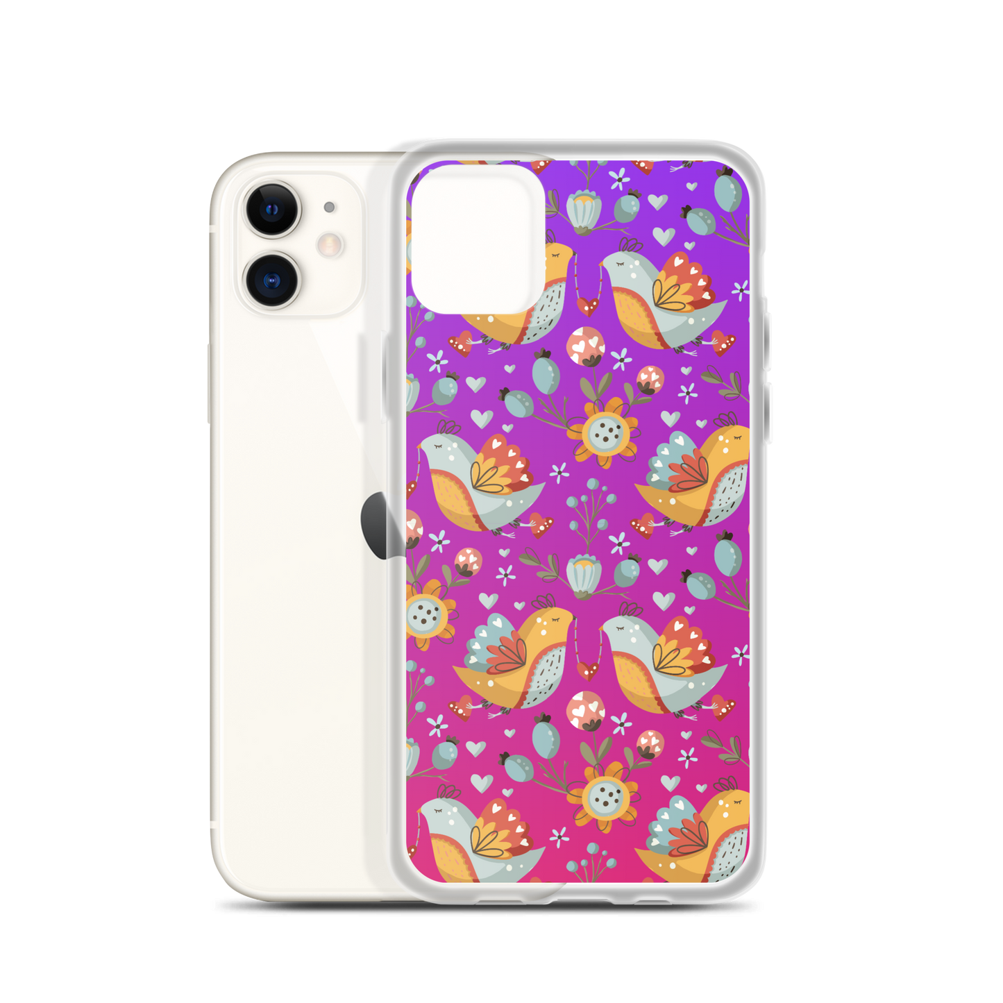 Pink & Purple | Boho Birds Pattern | Bohemian Style | iPhone Case - #2