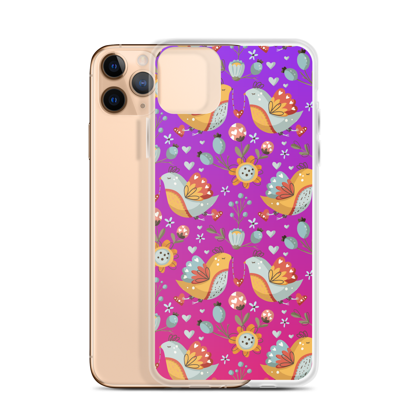 Pink & Purple | Boho Birds Pattern | Bohemian Style | iPhone Case - #2