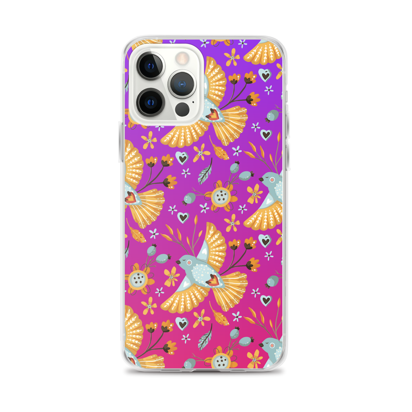 Pink & Purple | Boho Birds Pattern | Bohemian Style | iPhone Case - #1