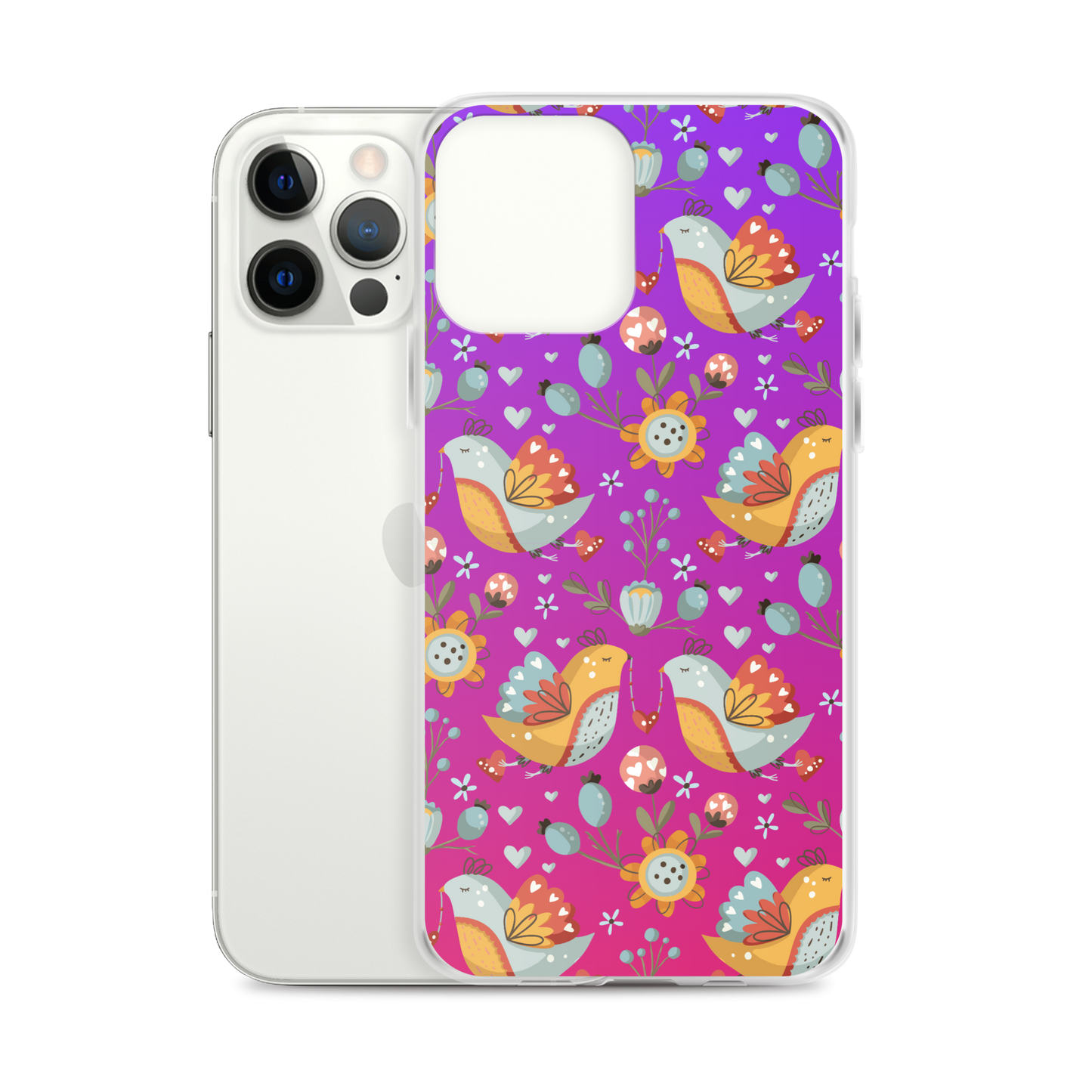 Pink & Purple | Boho Birds Pattern | Bohemian Style | iPhone Case - #2