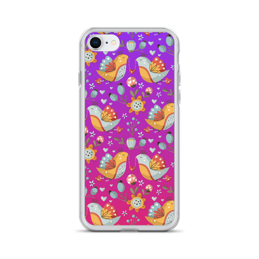Pink & Purple | Boho Birds Pattern | Bohemian Style | iPhone Case - #2