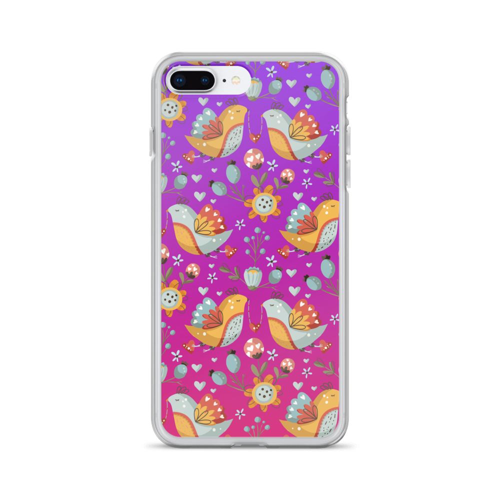 Pink & Purple | Boho Birds Pattern | Bohemian Style | iPhone Case - #2