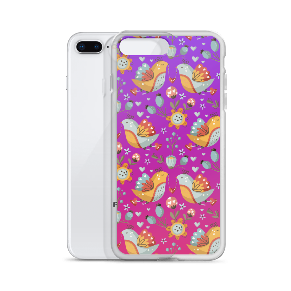 Pink & Purple | Boho Birds Pattern | Bohemian Style | iPhone Case - #2