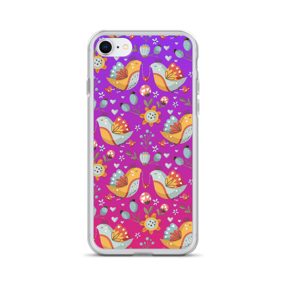 Pink & Purple | Boho Birds Pattern | Bohemian Style | iPhone Case - #2