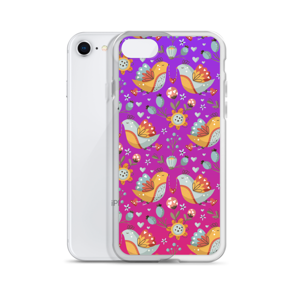 Pink & Purple | Boho Birds Pattern | Bohemian Style | iPhone Case - #2