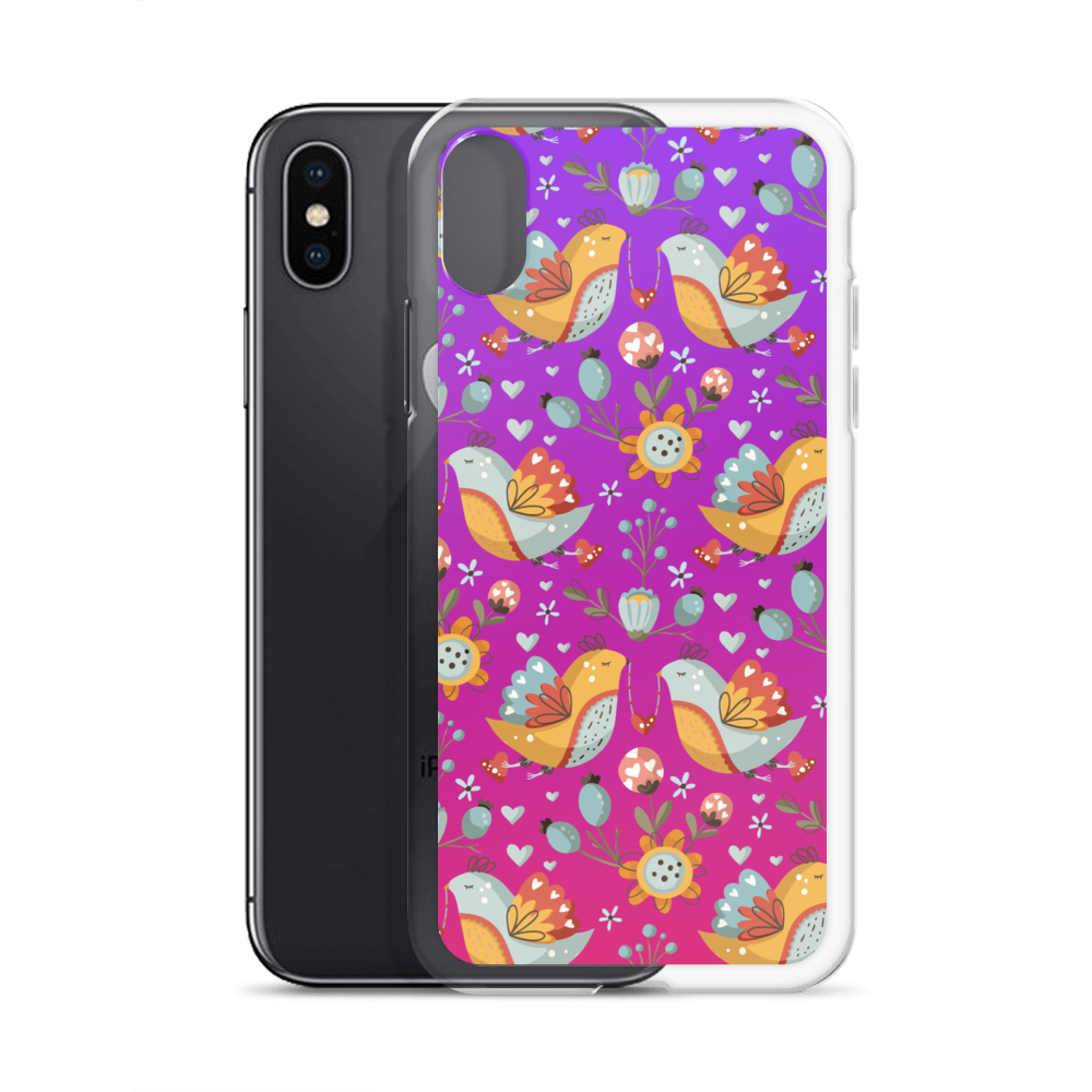 Pink & Purple | Boho Birds Pattern | Bohemian Style | iPhone Case - #2