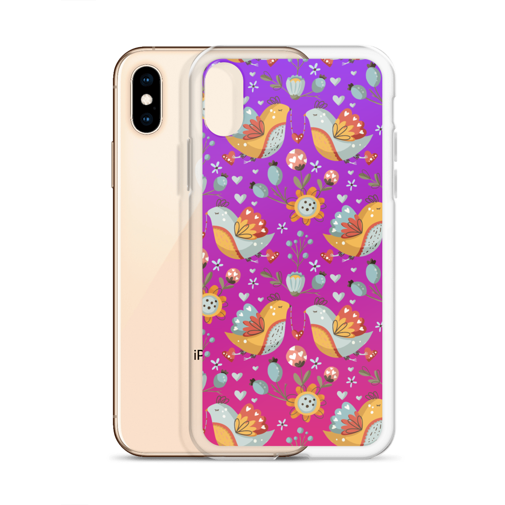 Pink & Purple | Boho Birds Pattern | Bohemian Style | iPhone Case - #2