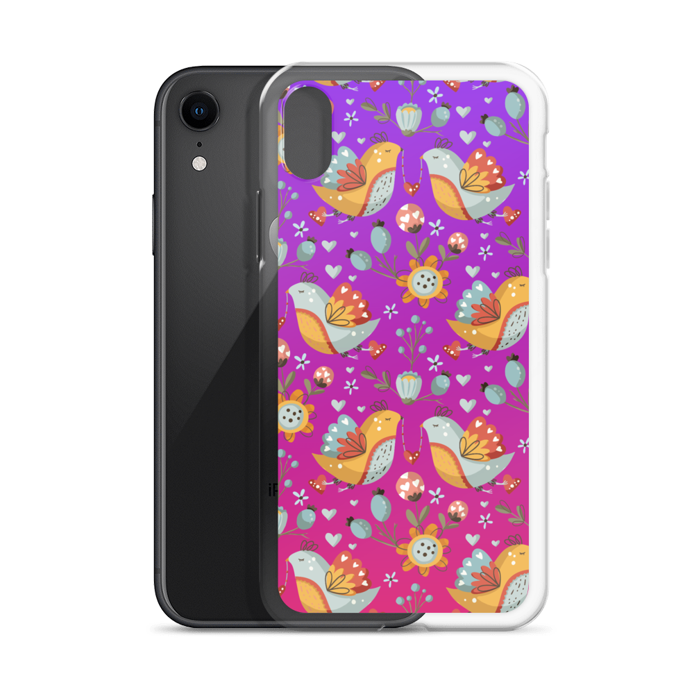 Pink & Purple | Boho Birds Pattern | Bohemian Style | iPhone Case - #2