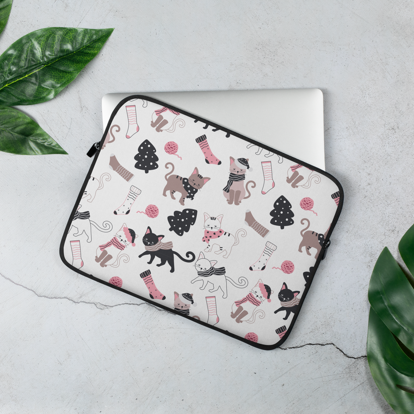 Winter Christmas Cat | Seamless Patterns | Laptop Sleeve - #3