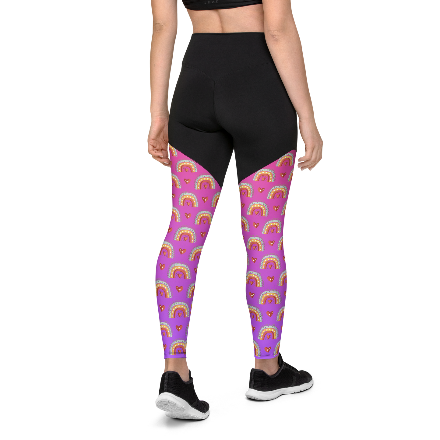 Pink & Purple | Boho Birds Pattern | Bohemian Style | Sports Leggings - #9